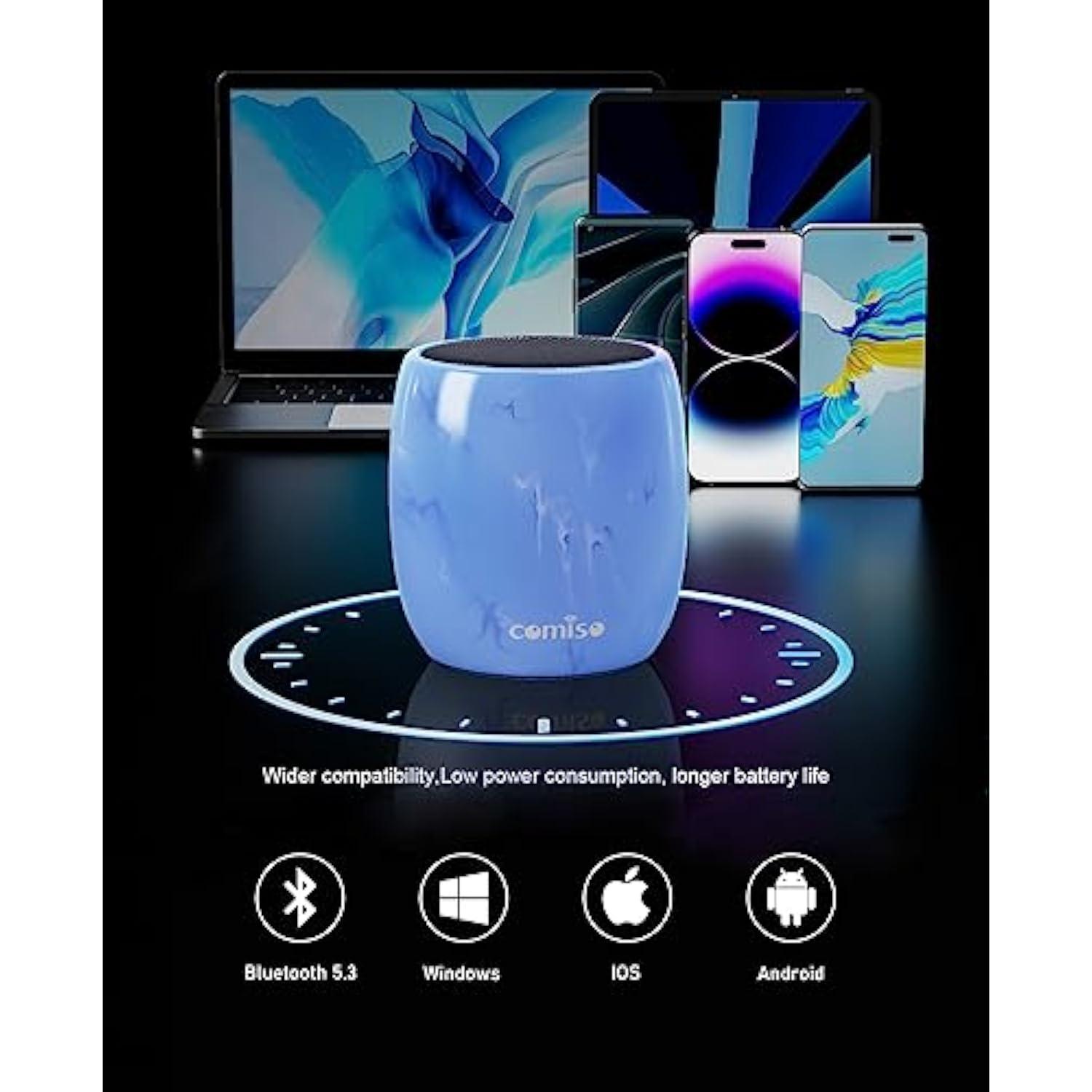 comiso Small Bluetooth Speaker, IPX7 Waterproof Speaker with Robust Bass and Stereo Sound, Wireless Speakers with Hands-Free Call, Portable Speakers for Hiking, Car or Trip, Ideal Gift for Men, Women