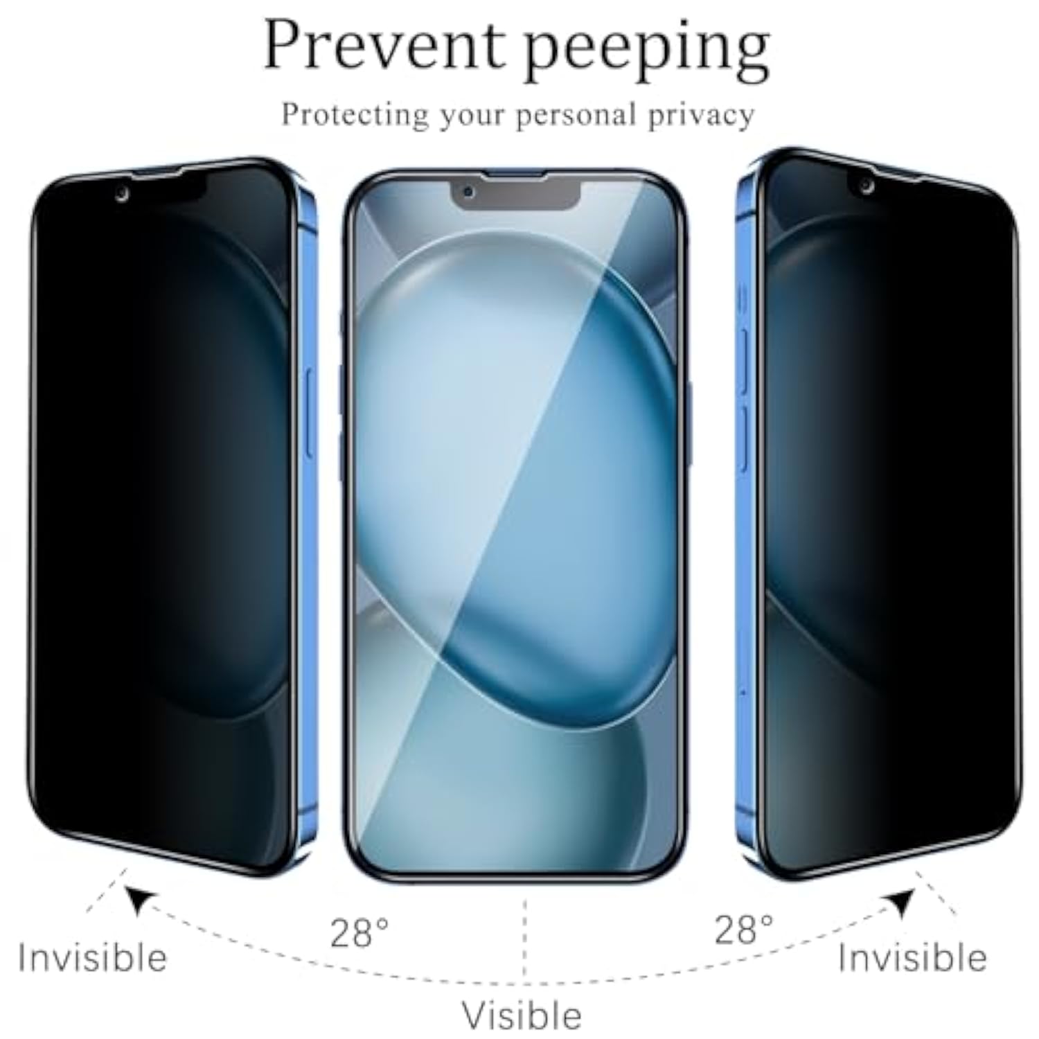 2 Pack Privacy Screen Protector For Iphone 14 Anti Spy Private Tempered Glass Film 6.1-Inch, 9H Hardness, Anti Scratch, Bubble Free, Case Friendly, Easy To Install