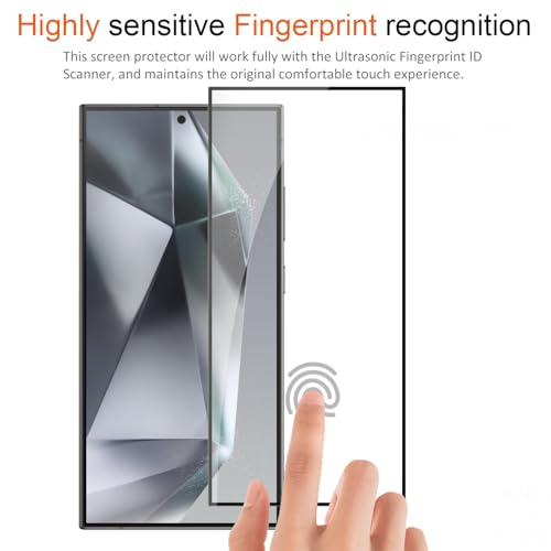 [2+2Pack] Tempered Glass Screen Protector for  Galaxy S24 Ultra and Camera Lens Protector Fingerprint Unlock Full Coverage HD Clear Bubble