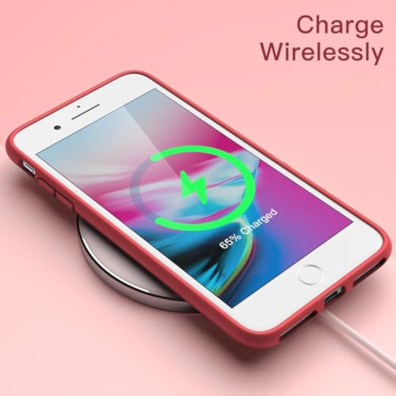 Red Silicone Case for iPhone SE 3/2, iPhone 8/7, Full Body Protective Cover with Soft Microfiber Lining, Shockproof and Wireless Charging Compatible