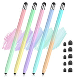 5Pcs Stylus Pens, 2 In 1 Stylus Pen For Touchscreen High Sensitivity Capacitive Stylus For Ipad, Iphone, Android Samsung Tablets Skylight Calendar All Universal Touchscreen Devices With 10 Rubber Tips