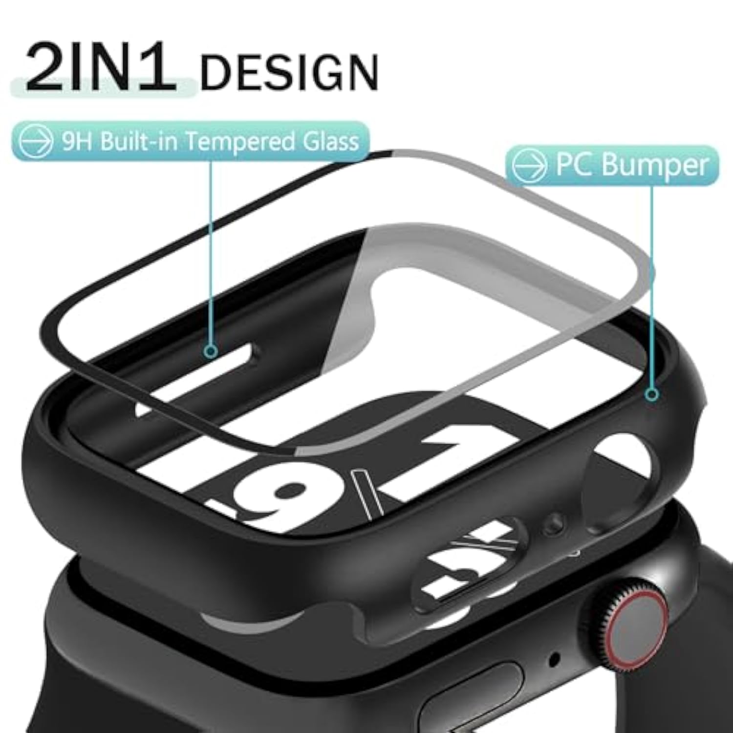 40Mm 2 Pack Hard Pc Case With Hd Tempered Glass Screen Protector For Apple Watch Series 6/5/4/Se/Se2/Se3, Guard Bumper Full Coverage Protective Anti-Scratch Face Cover For Iwatch, Black+ Black