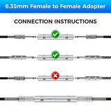 1/4 Inch Trs/Ts Female To Female Gold-Plated Coupler (2 Pack), 1/4" Trs Stereo And Ts Mono Jack Adapter Joiner, 6.35Mm Extension Gender Changer Converter Connectors For Amplifier Speaker Guitar Sound