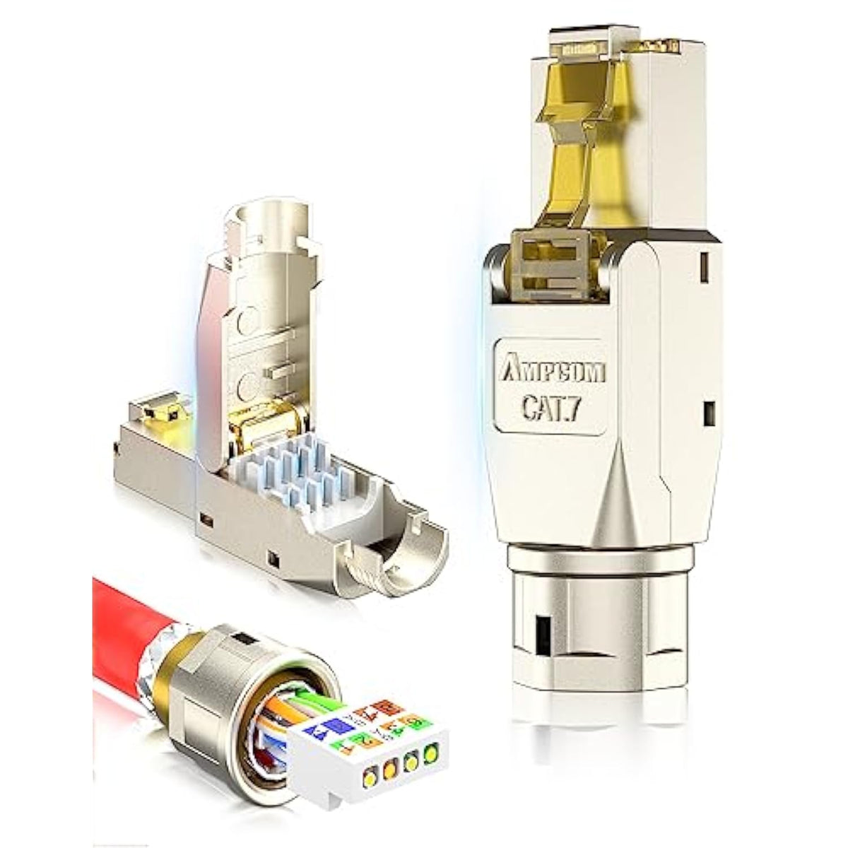 Stp Cat7 Rj45 Connector Zinc-Alloy Tool-Free Ethernet Field Termination Modula