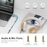 Headphone Splitter For Computer 3.5Mm Female To 2 Dual 3.5Mm Male Braided Mic Audio Y Splitter Cable Microphone Audio Stereo Jack Earphones Port Cord Gaming Smartphone Headset To Pc Laptop Adapter