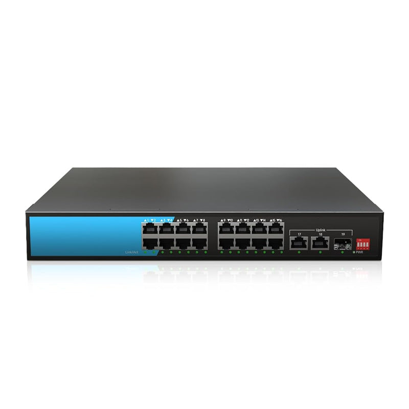 16 Port Poe Switch, 16 Poe+ 100Mbps Ports With 2 Gigabit Uplink Ethernet Ports