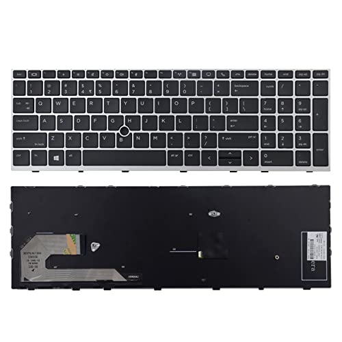 Replacement Keyboard Compatible With Hp Elitebook 755 G5 850 G5 855 G5 750 G6 850 G6.Zbook 15U G5 Zbook 15U G6 (Not For Zbook 15 G5) With Pointer Silver Frame (No Backlight)