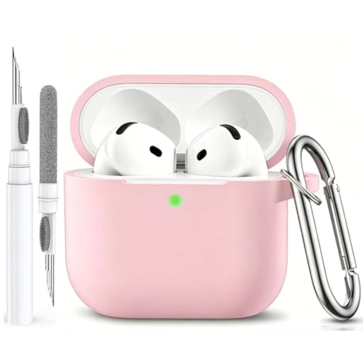Airpods 4th Generation Case for Women and Girls, Soft Silicone Protective Cover with Keychain and Cleaner Pen, Compatible with Apple Airpods 4th Gen