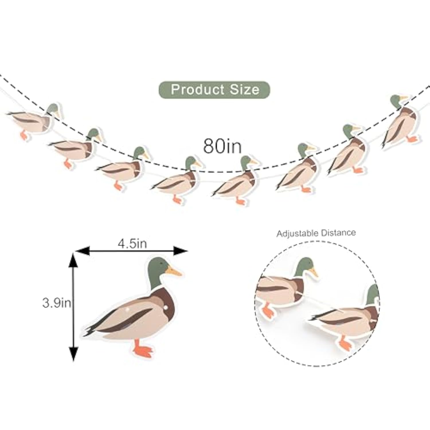 Lucky Duck Banner - Duck Hunting Birthday Party Decorations,Mallard Duck 1St Birthday Banner,One Lucky Duck Party Decor,Boy Girl Duck Theme Birthday Banner Photo Props