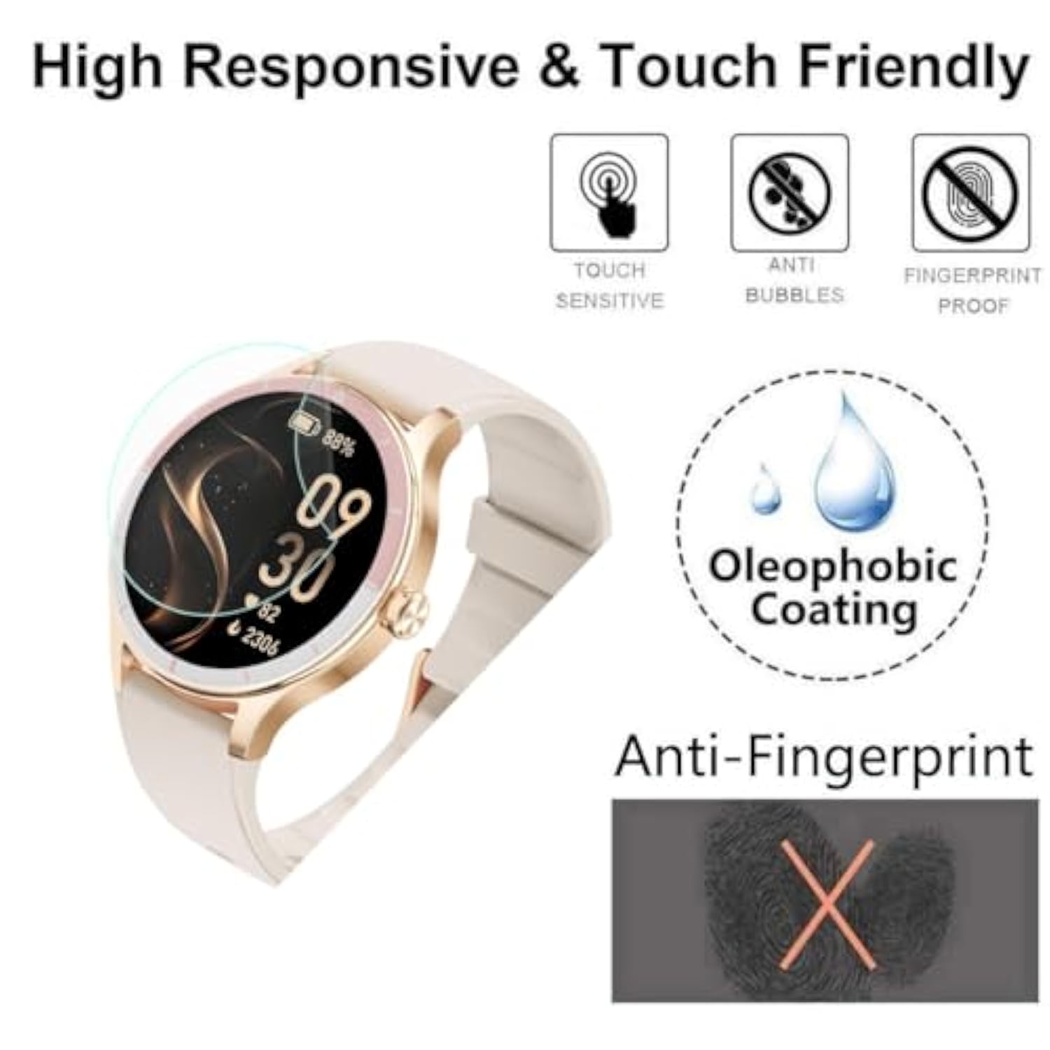 For Toobur Smart Watch Dr06 Screen Protector 1.27" [3 Pack] Hd Clear Soft Pet Film [Anti-Fingerprint] [Anti-Scratch] [Bubble Free] Compatible For Fitpolo Toobur Smartwatch Dr06