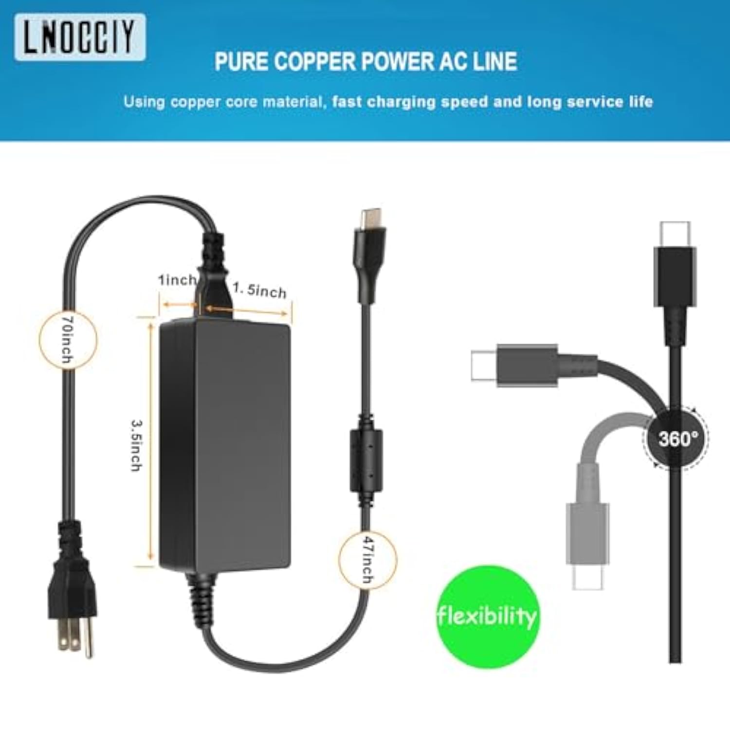 45W Usb-C Charger Compatible With Lenovo 4X20M26252 Adlx45Ycc3D Adlx45Ylc3D Ad