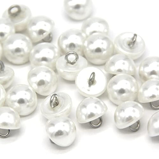 10Mm Half Domed Pearl Buttons, Semi-Circle White Faux Pearl Buttons Fo