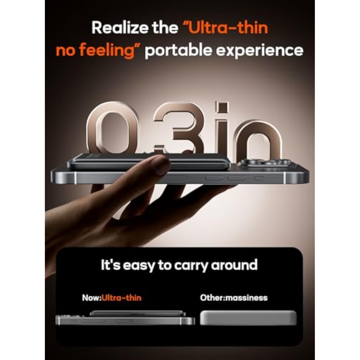 0.3" Ultra Slim Magnetic Power Bank, 5000Mah Wireless Portable Charger With Foldable Stand And Usb C Cable, Fast Charging Magnetic Battery Pack Compatible With Iphone 16/15/14/13/12,Travel Essentials