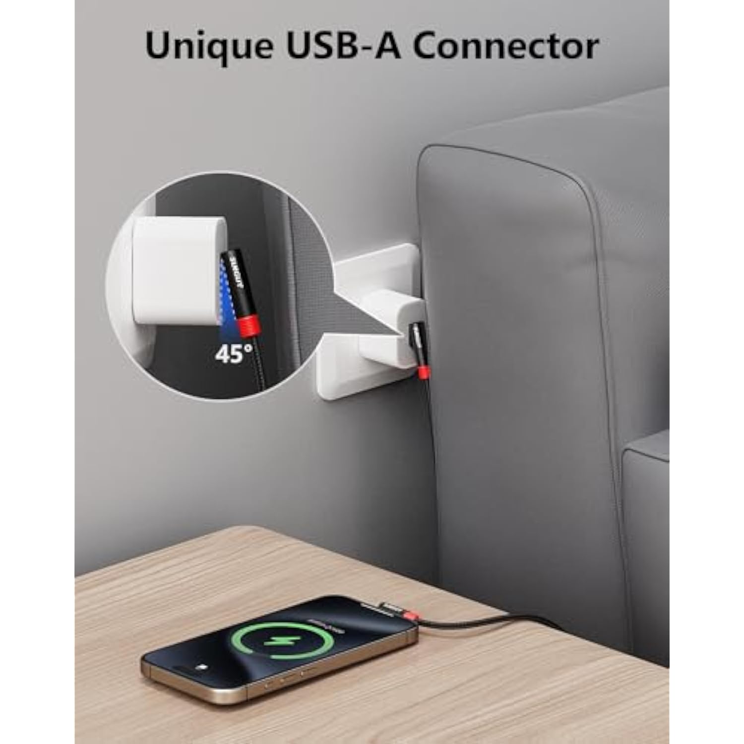 Right Angle Usb C To A Cable 2Pack [1.5Ft/0.5M] 3A Short 90 Degree Usb 2.0 Usb A To C Fast Charging Data Sync Cable Nylon Braided For Iphone 16 15 Pro/Pro Max/Plus, Samsung Galaxy S24/S23