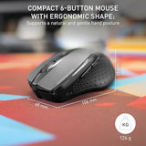 Mw 3000 Wireless Computer Mouse For Work Or Home. Nano Usb Receiver Easily Stays In Laptop Or Chromebook. Ergonomic Designed For Right Handed. 6 Buttons Black
