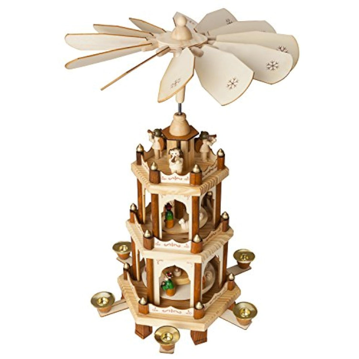 Wooden Christmas Pyramid - 18 Inches - 3 Tier Carousel - Nativity Play