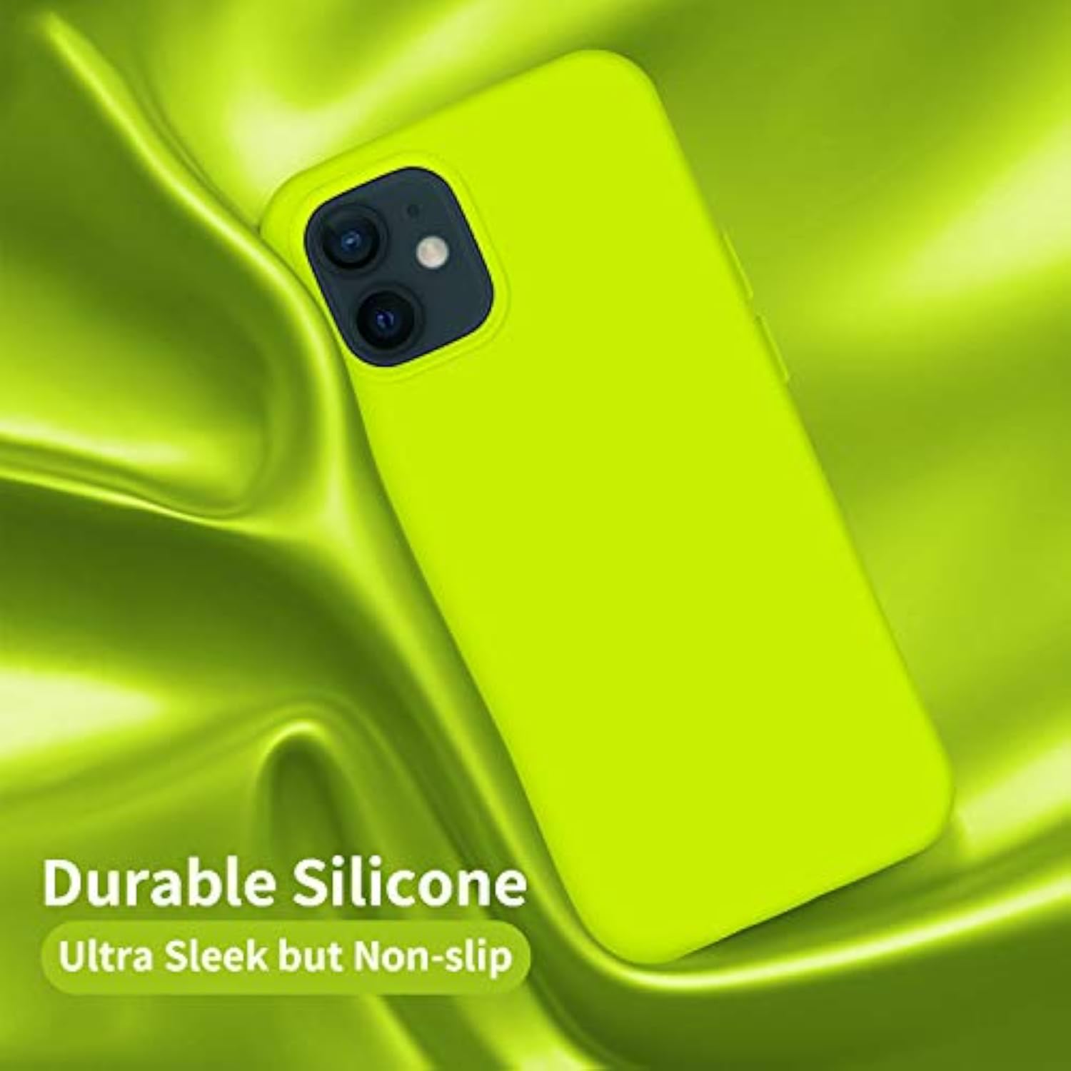 Fluorescent Green Silicone Phone Case for iPhone 12 and iPhone 12 Pro