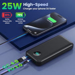 Portable Charger 40,800Mah Power Bank, 25W Pd Qc 4.0 Fast Charging Portable Phone Charger With Built-In Cables,Lcd Display Usb C Battery Pack Compatible With Iphone 16/15/14,Android Samsung (Black)