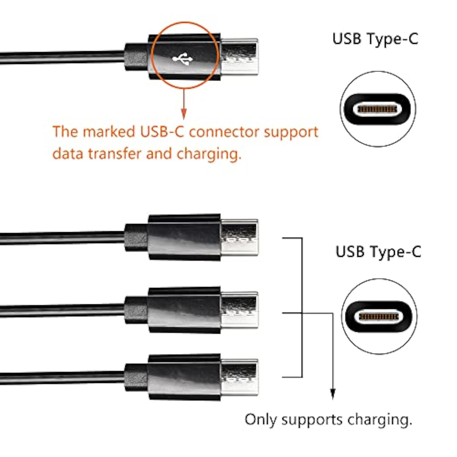 Usb Type C Splitter Charging Cable,1Ft 4 In 1 Multi Charging Cable, Usb A To 4