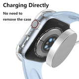2 Pack Hard Case for  Watch Series 4 5 6 SE 44mm Tempered Glass Screen Protector Case, Full Coverage Ultra-thin Shockproof Iwatch Bumper Cover