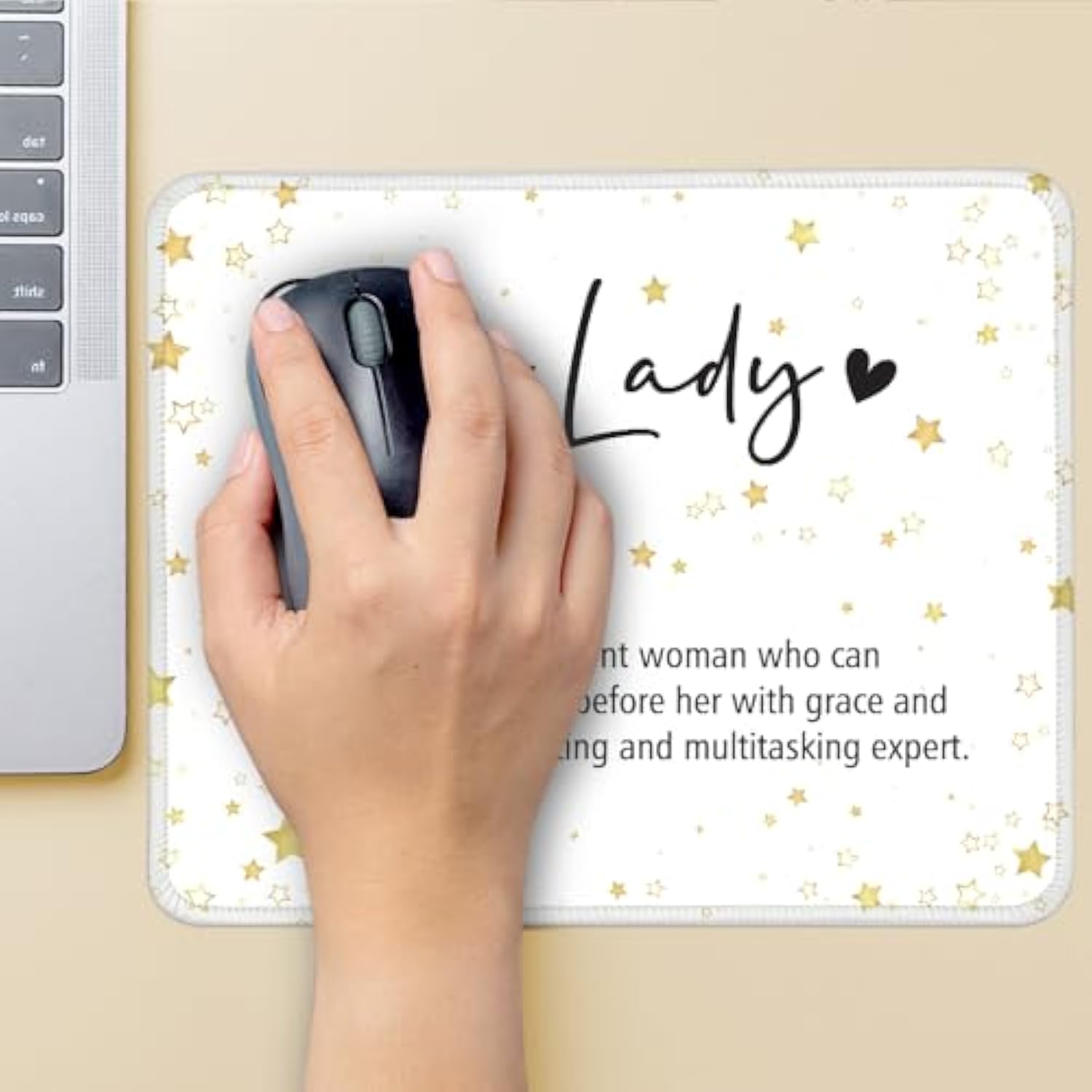 Boss Lady Definition Mouse Pad With Stitched Edge, Funny New Business Owner Gifts Women Boss Gifts For Boss Female, Appreciation Gifts For Women Entrepreneurs, Boss Day Women'S Day Gifts