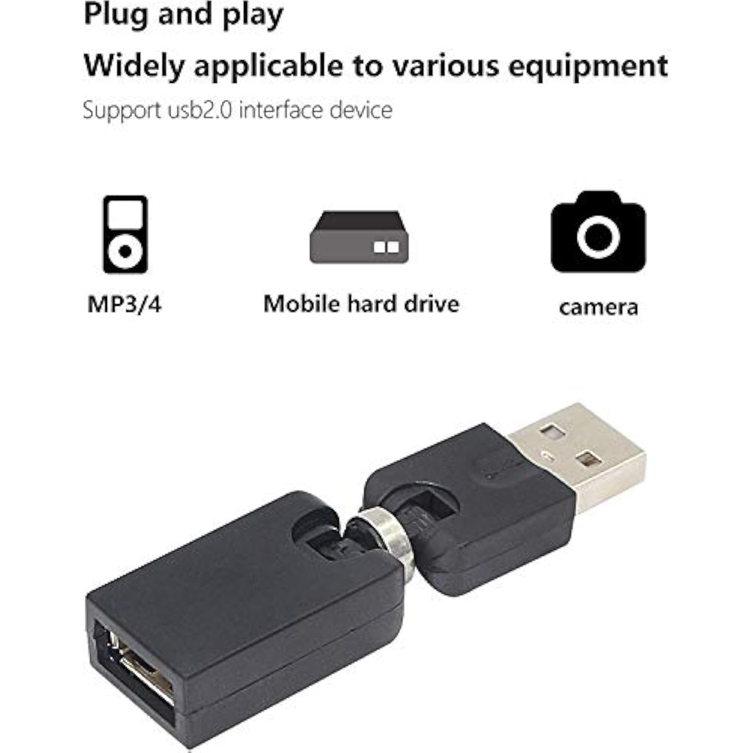 Swivel Usb Adapter, Rotatable Usb 2.0 Type A Male To Type A Female Extension C