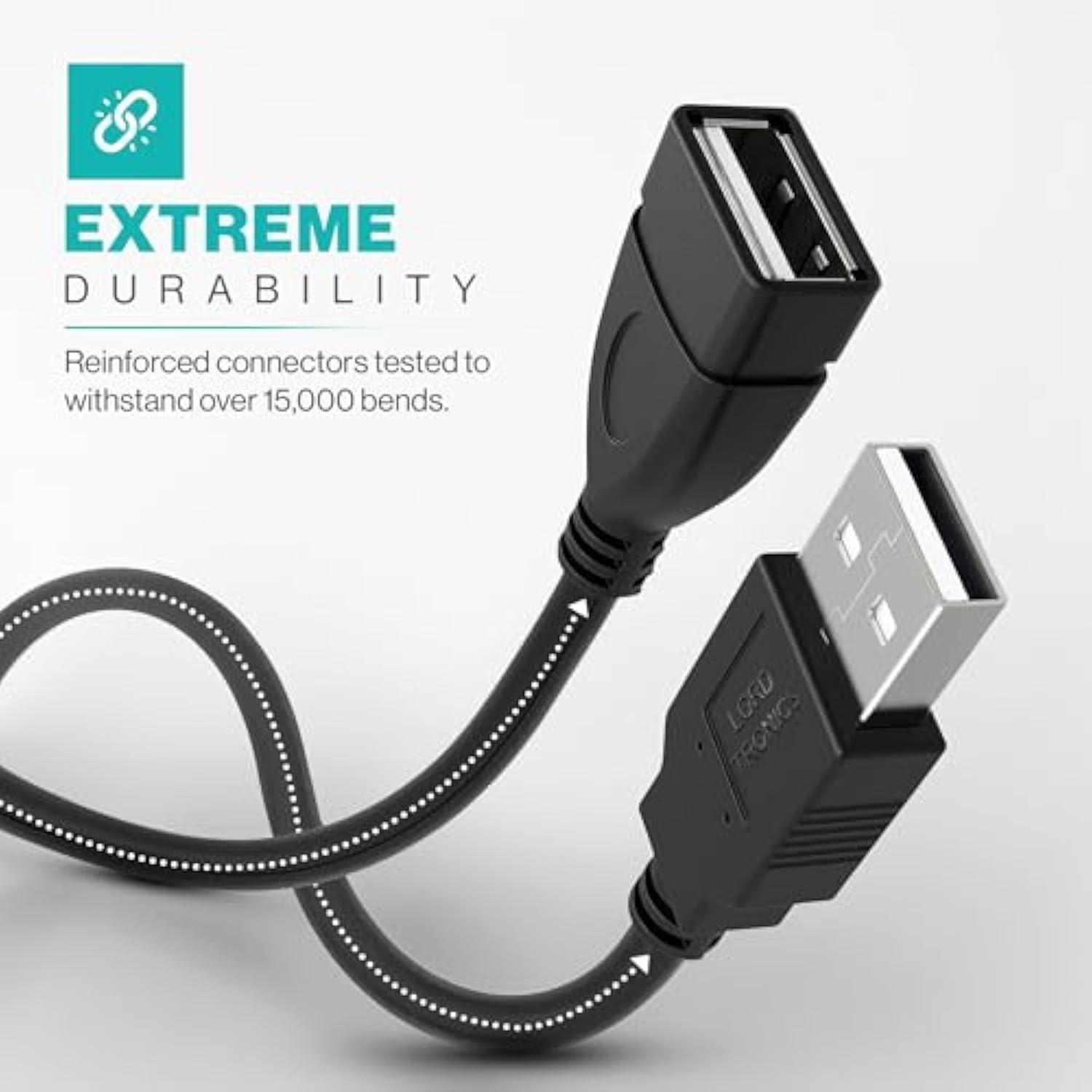 3Ft USB A Male to Female Extension Cable for Data Transfer and Charging Black