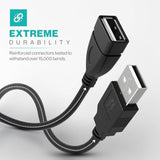 3Ft USB A Male to Female Extension Cable for Data Transfer and Charging Black