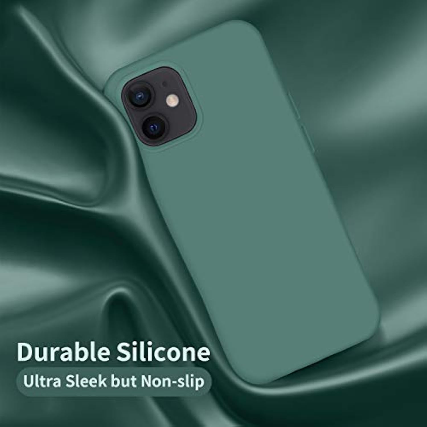 Designed For 12 Case, Designed For 12 Pro Case, Silicone Shockproof Phone Case With [Soft Anti-Scratch Microfiber Lining] 6.1 Inch, Midnight Green
