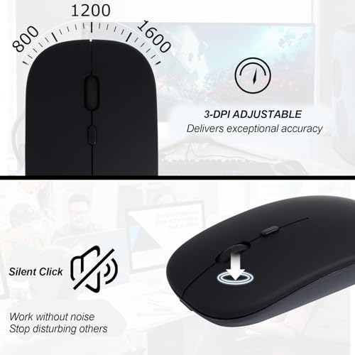 Bluetooth Keyboard And Mouse Combo,Rechargeable Keyboard Mouse Combo,Ultra-Slim Portable Compact Wireless Mouse Keyboard Set For Ipad/Ipad Pro/Ipad Mini/Ipad Air Mac Os,Android Windows Ios(Black)