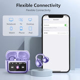 Ultra Open Ear Headphones Bluetooth 5.4 Wireless Clip On Earbuds with Digital Display Charging Case 60 Hours Playtime Sport Earphones Built-in Mic