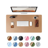 Leather Desk Pad Protector, Office Mat, Large Mouse Pad, Non-Slip Pu Blotter, Laptop Waterproof Writing For And Home (23.6" X 13.8", Khaki)
