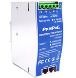 Industrial Gigabit Poe++ Injector, Ieee 802.3Bt/At/Af Compliant, Poe (15.4W), Poe+ (30W), Or Poe++(90W), Battery-Powered Dc Poe Injector, 36V-48V-56V Dc Input, Din Rail Mount