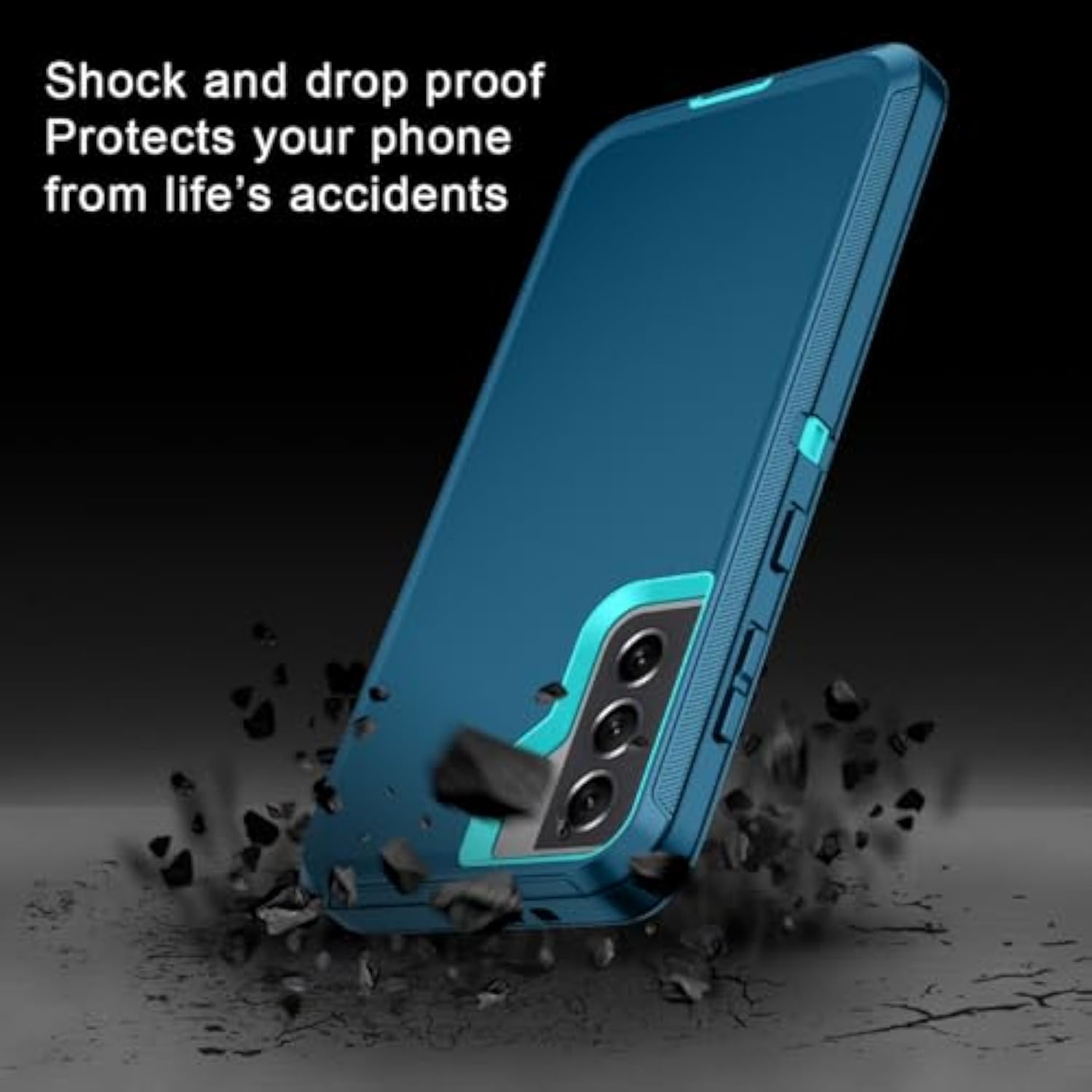 For Samsung Galaxy S21 Fe 5G Case Shockproof Dust/Drop Proof 3-Layer Full Body Protection [Without Screen Protector] Rugged Heavy Duty Cover Case For Galaxy S21 Fe 6.4",Turquoise