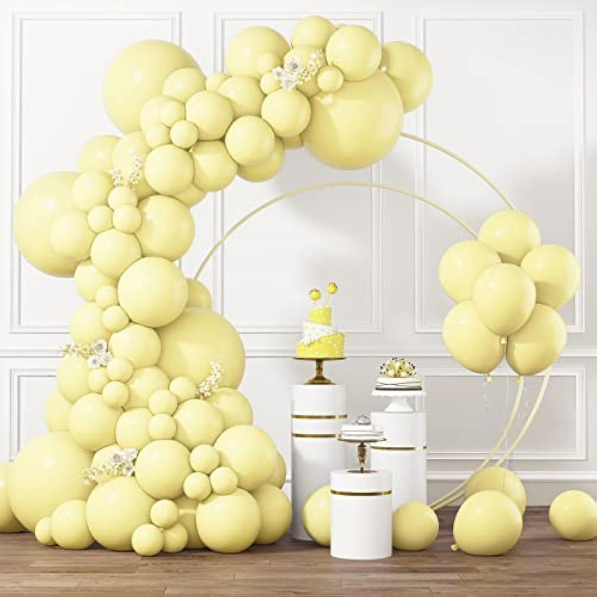 105pcs Pastel Yellow Balloon Garland Kit Macaron Balloons for Baby Shower and Party Decor
