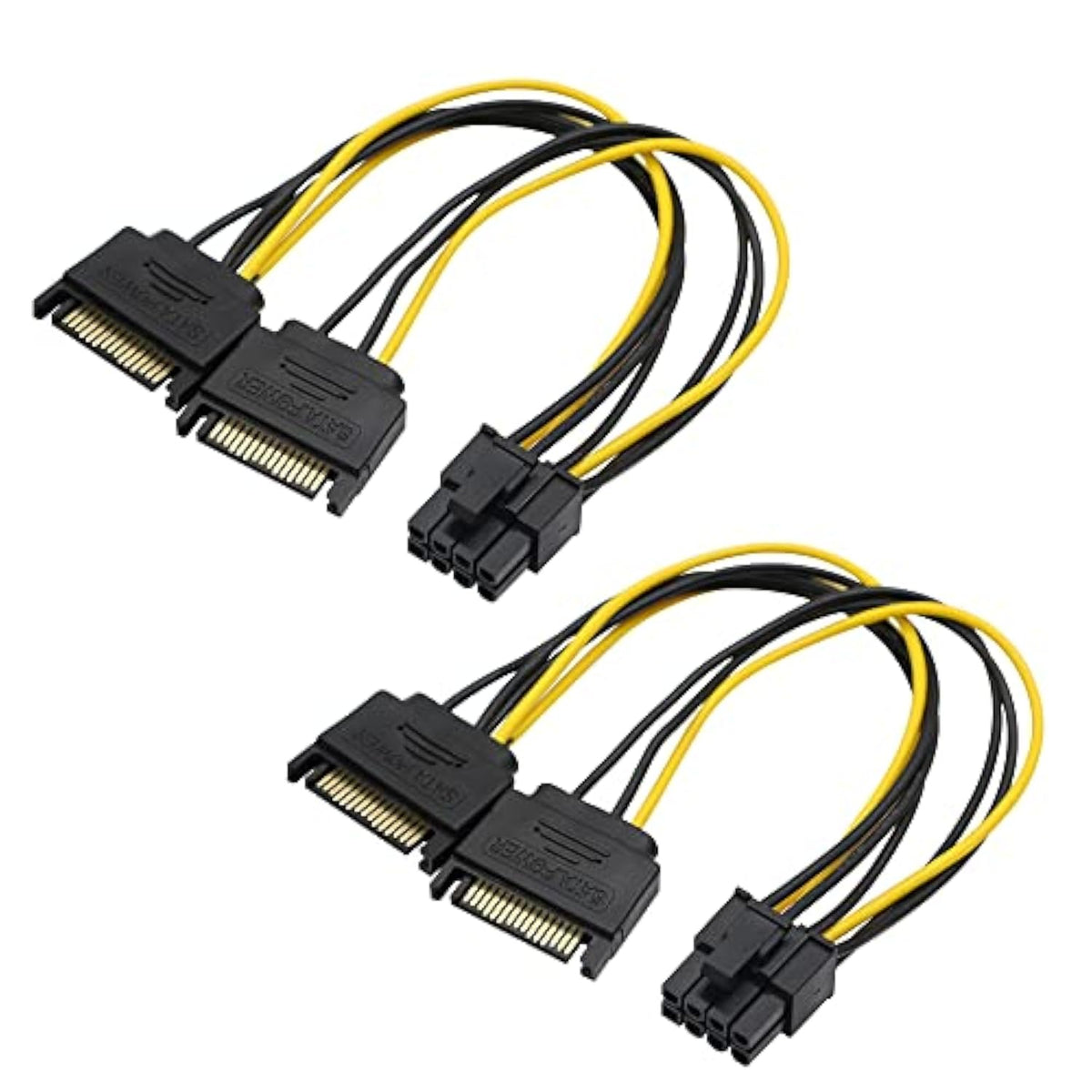 Sata Power Cable 2Pack 8 Pin To 15 Pin Sata Power Connector Supply Adapter Cab
