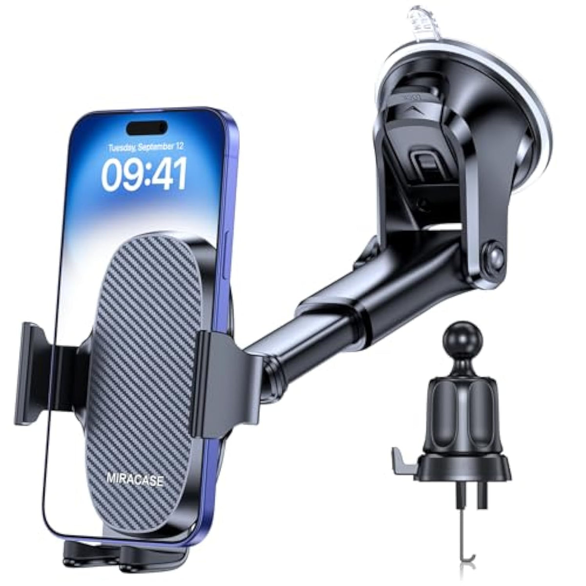 3-in-1 Universal Car Phone Holder - Dashboard, Vent, Windshield for iPhone & Galaxy