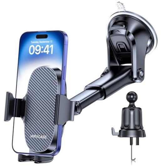 3-in-1 Universal Car Phone Holder - Dashboard, Vent, Windshield for iPhone & Galaxy
