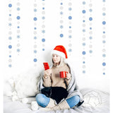 Snowflake-Snow Blue-Silver Christmas Party-Decorations Garland - 52Ft Winter Wonderland Frozen Hanging Paper Banner Streamers, Birthday Baby Shower New Year Ceiling Decor
