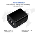 Usb Wall Charger, 2Pack Wall Plug 3-Multi Port Quick Charger Block Cube 3.1A Power Adapter For Iphone 16E 16 15 14 13 12 Pro Max Xs 8 Plus, Ipad, Samsung Galaxy S25 S24 S23 S22 S21/Note20 Ultra