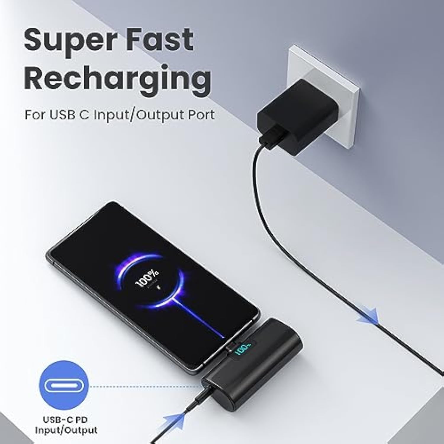 [2-Pack]Portable Charger For Iphone 16 Series,Upgraded 5200Mah Pd Usb C Power Bank Built-In Usb-C Connector, Battery Pack Compatible With Iphone 16/16 Plus/16 Pro/16 Pro Max/15 Series,Samsung,Android
