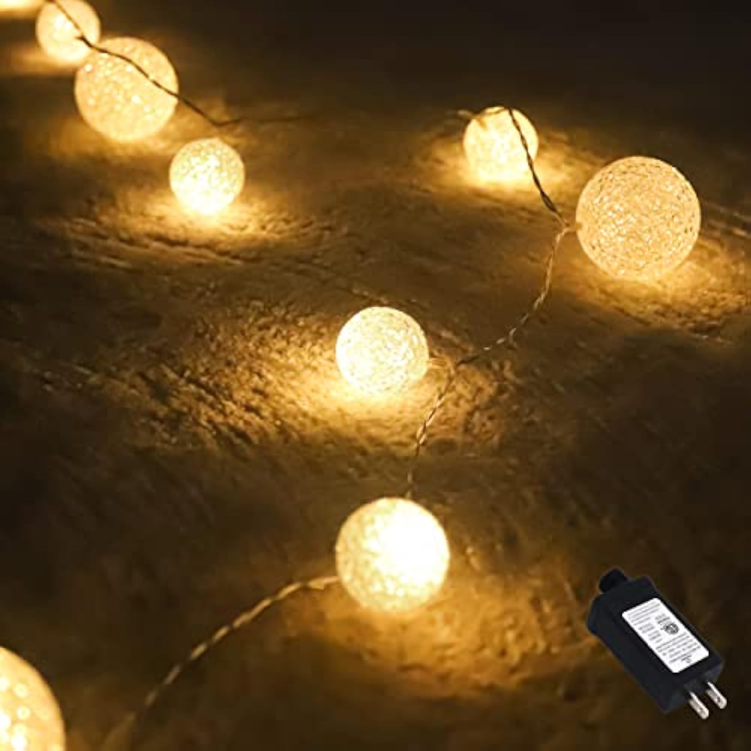 Led Globe String Lights Plug In Blinking Lights 20 Warm White Lights Balls With Timer For Wedding Party, Home Decor, Cla