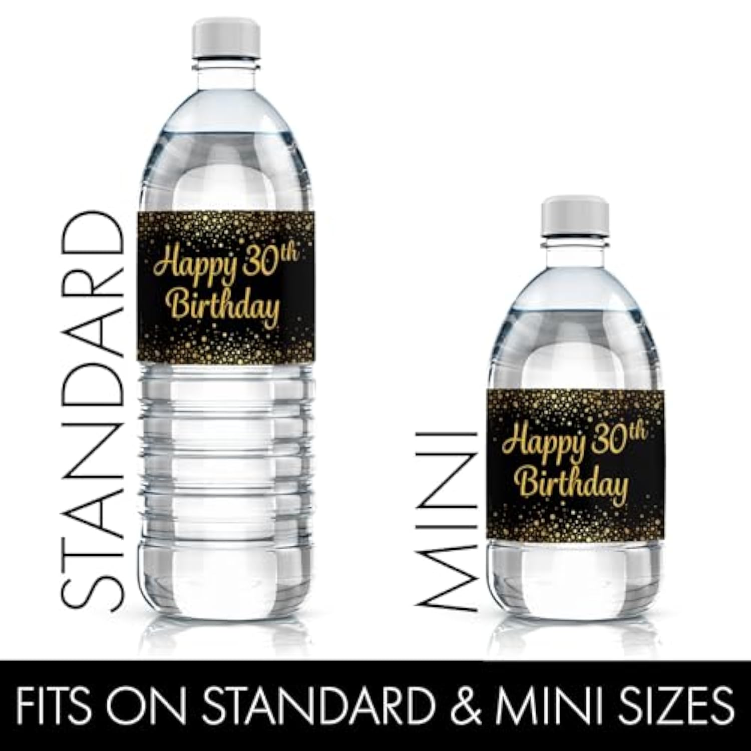 Black And Gold 30Th Birthday Water Bottle Labels – 20 Waterproof Stickers For 30Th Birthday Party Decorations And Favors
