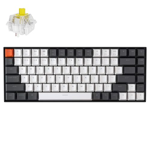 K2 75% Layout 84 Keys Hot-Swappable Bluetooth Wireless/Usb Wired Mechanical Keyboard For Mac With Super Banana Switch/Double-Shot Pbt Keycaps/White Led Backlit For Windows Version 2