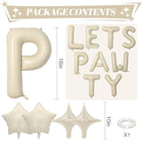 Lets Pa Balloons Banner 16 Inch,Beige Dog Birthday Decorations With 4Pcs 10 Inch Star Balloons,Paw Foil Letter Balloon For Dogs Paw Pet Puppy Theme Party Supplies