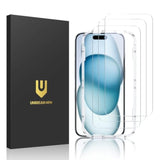 3-Pack Screen Protector For Iphone 15, Double Shatterproof Tempered Glass [Easy Installation Frame] [9H Hardness] [99.99% Hd Clear] [Case Friendly] For Iphone 6.1 Inch