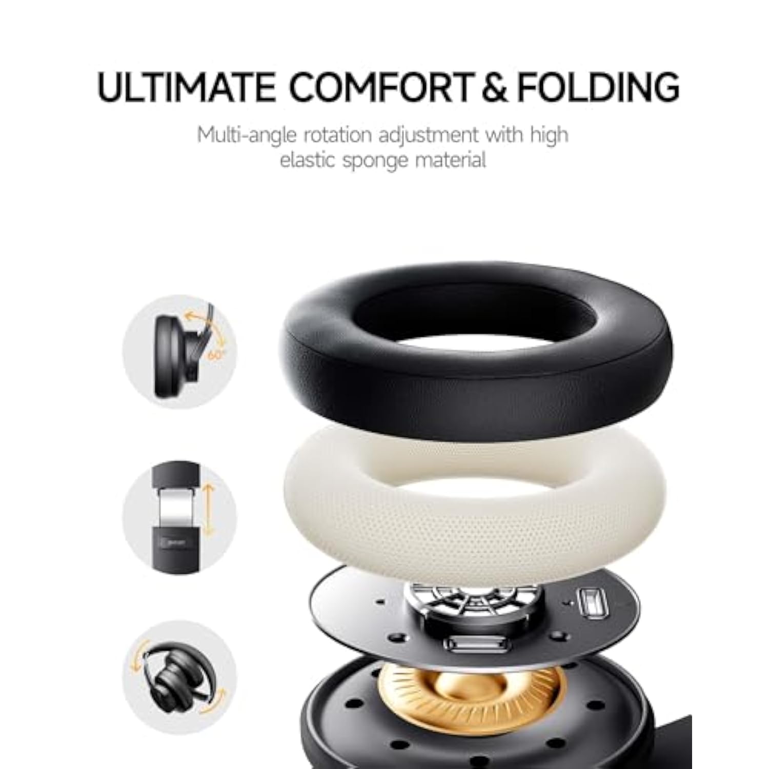 B8 Bluetooth Headphones, 120H Wireless, 3EQ, Foldable, Mic, Game Mode