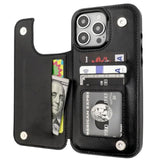 iPhone 16 Pro Max Wallet Case with Card Holder, Kickstand, Magnetic Clasp, Black