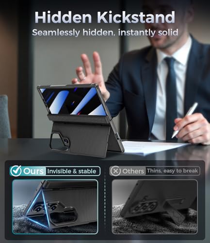 for  Galaxy Z Fold 7 Case with Privacy Screen Protector, Kickstand & Hinge Protection Rugged Hard 360° Full Body Protective Phone Cover Case