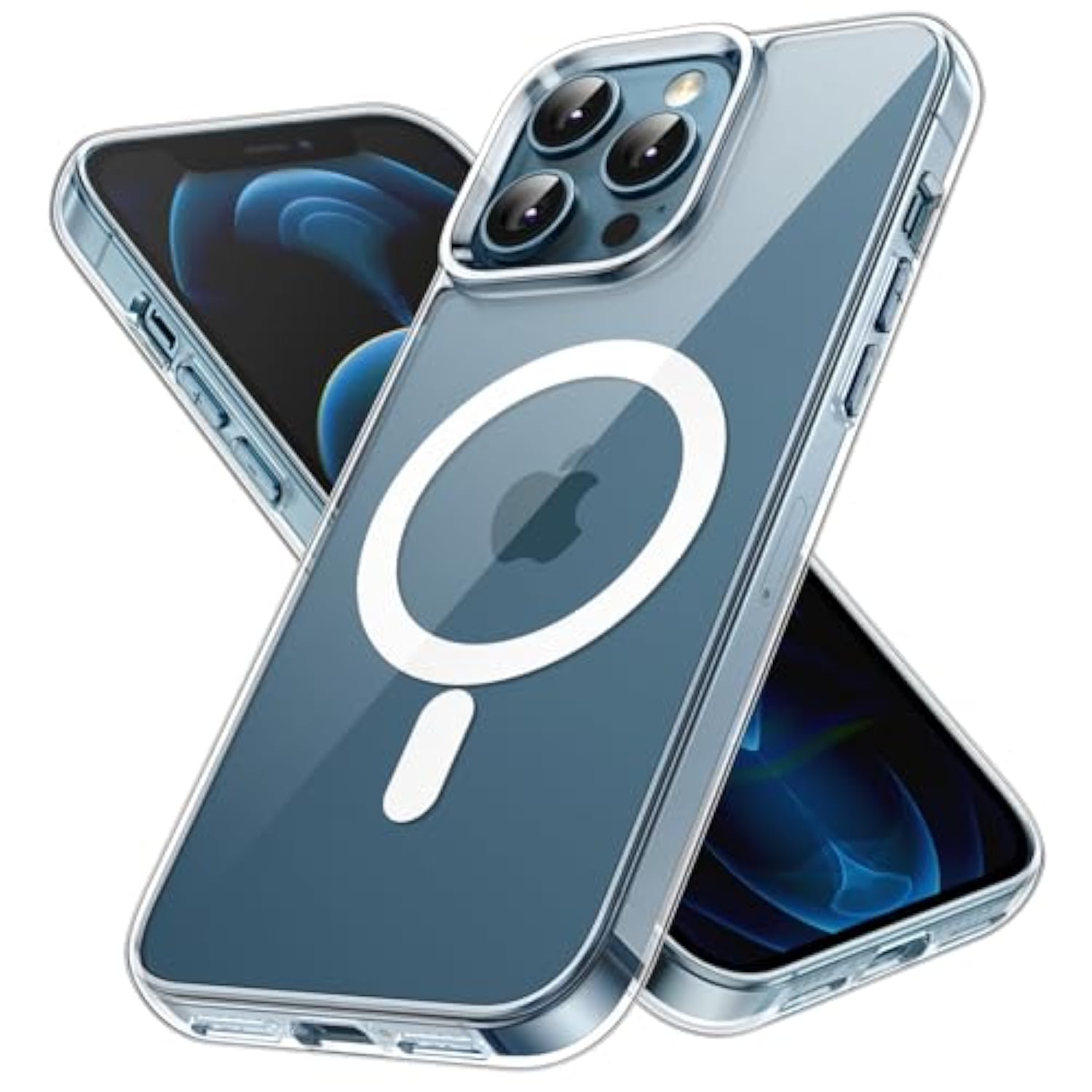 JETech Magnetic Case for iPhone 12 Pro Max 6.7-Inch Compatible with MagSafe Wireless Charging, Shockproof Phone Bumper Cover, Anti-Scratch Clear Back (Clear)